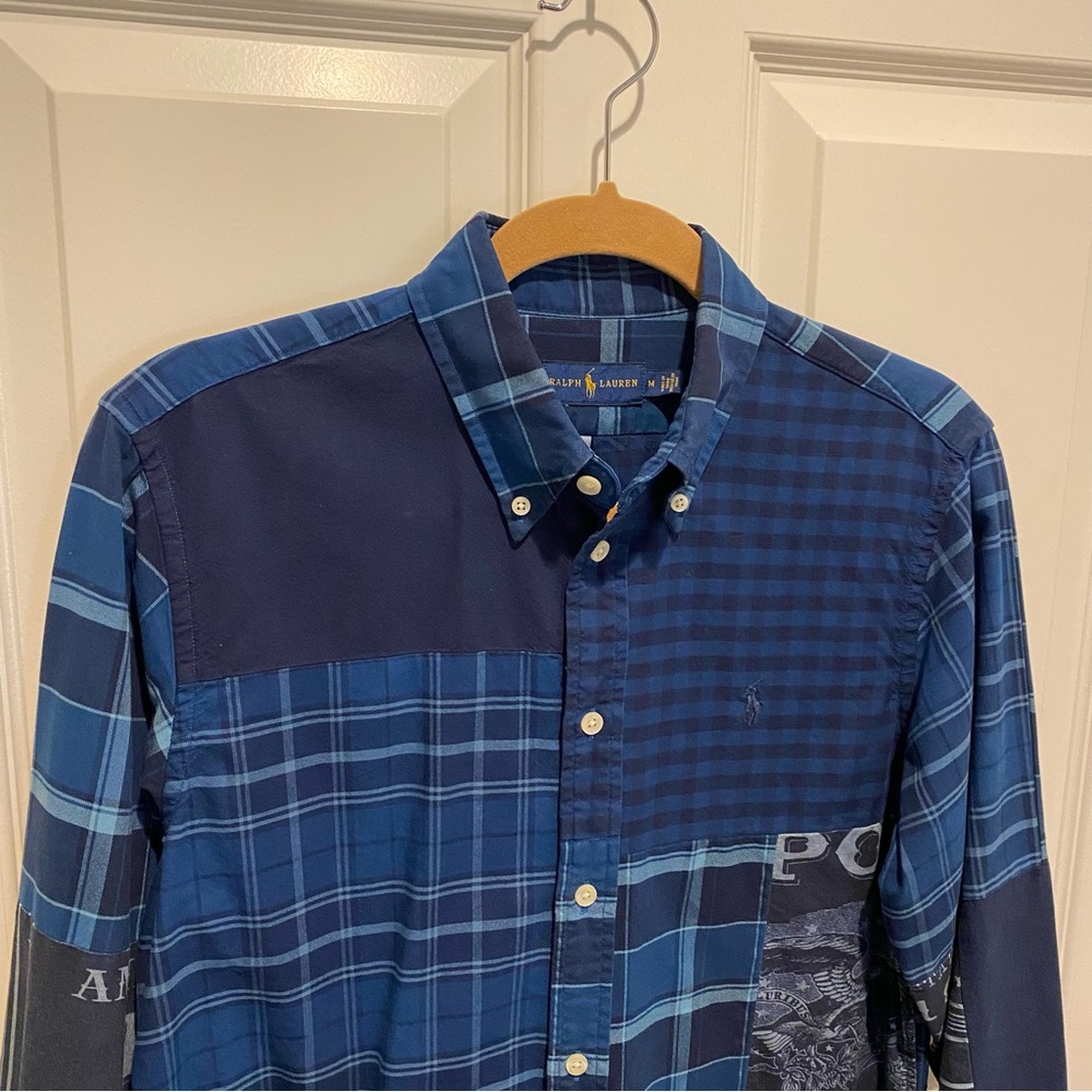 Polo Ralph Lauren Blue Patchwork Button Down Shirt - Picture 2 of 4